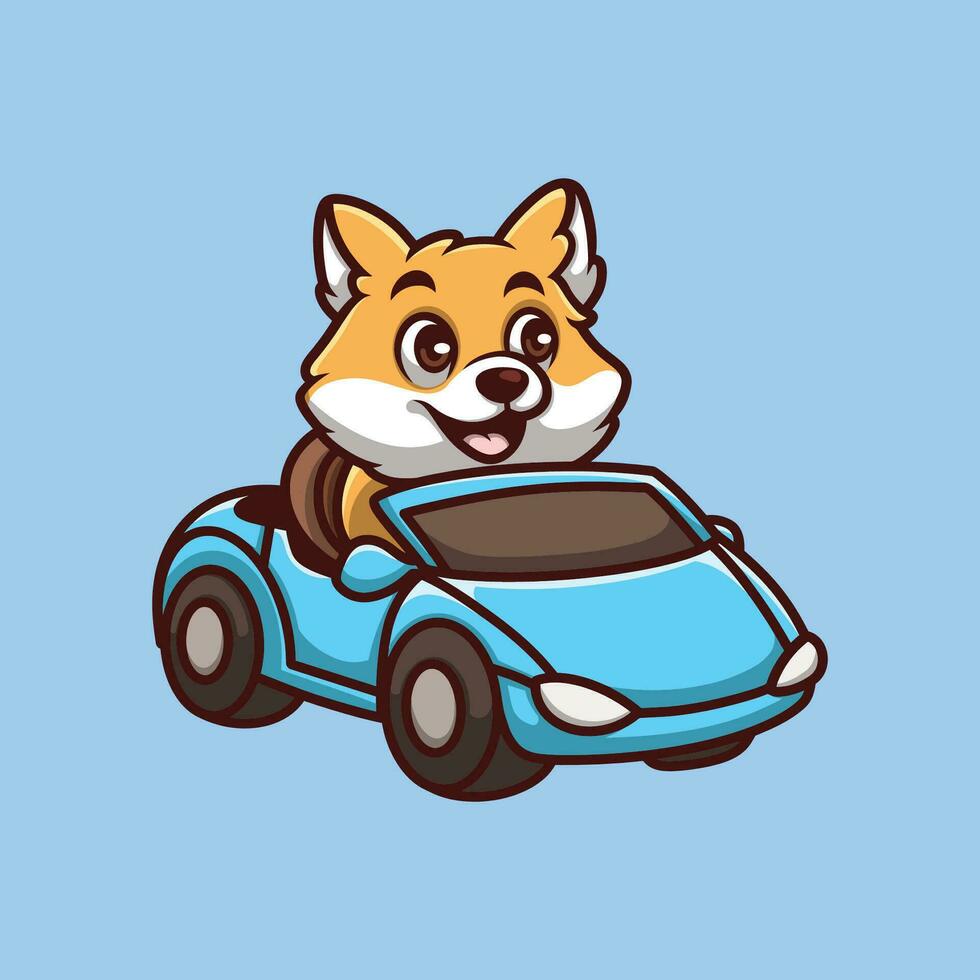 corgi guida blu auto vettore