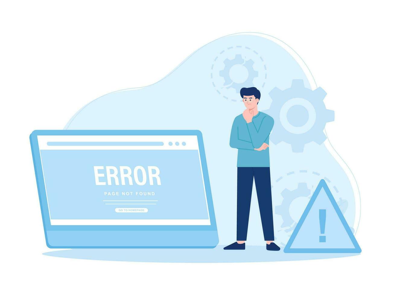 Internet errore pagina errore 404 o Internet non trovato su Rete problema concetto piatto illustrazione vettore