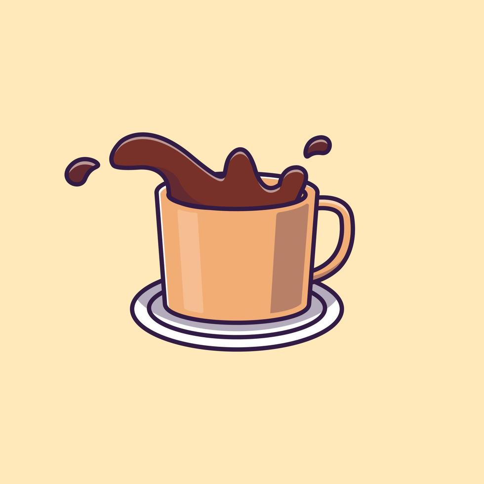 caffè galleggiante con illustrazione di cartone animato di fagioli vettore