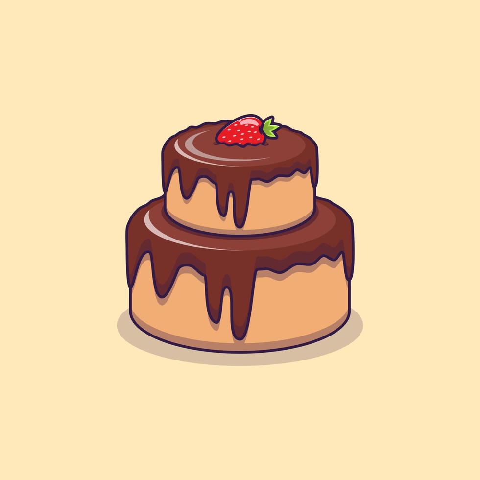 illustrazione dell'icona di vettore del fumetto della torta al cioccolato