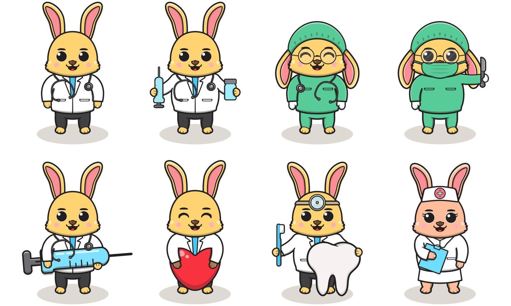 simpatico personaggio cartone animato di dottore coniglio. vettore