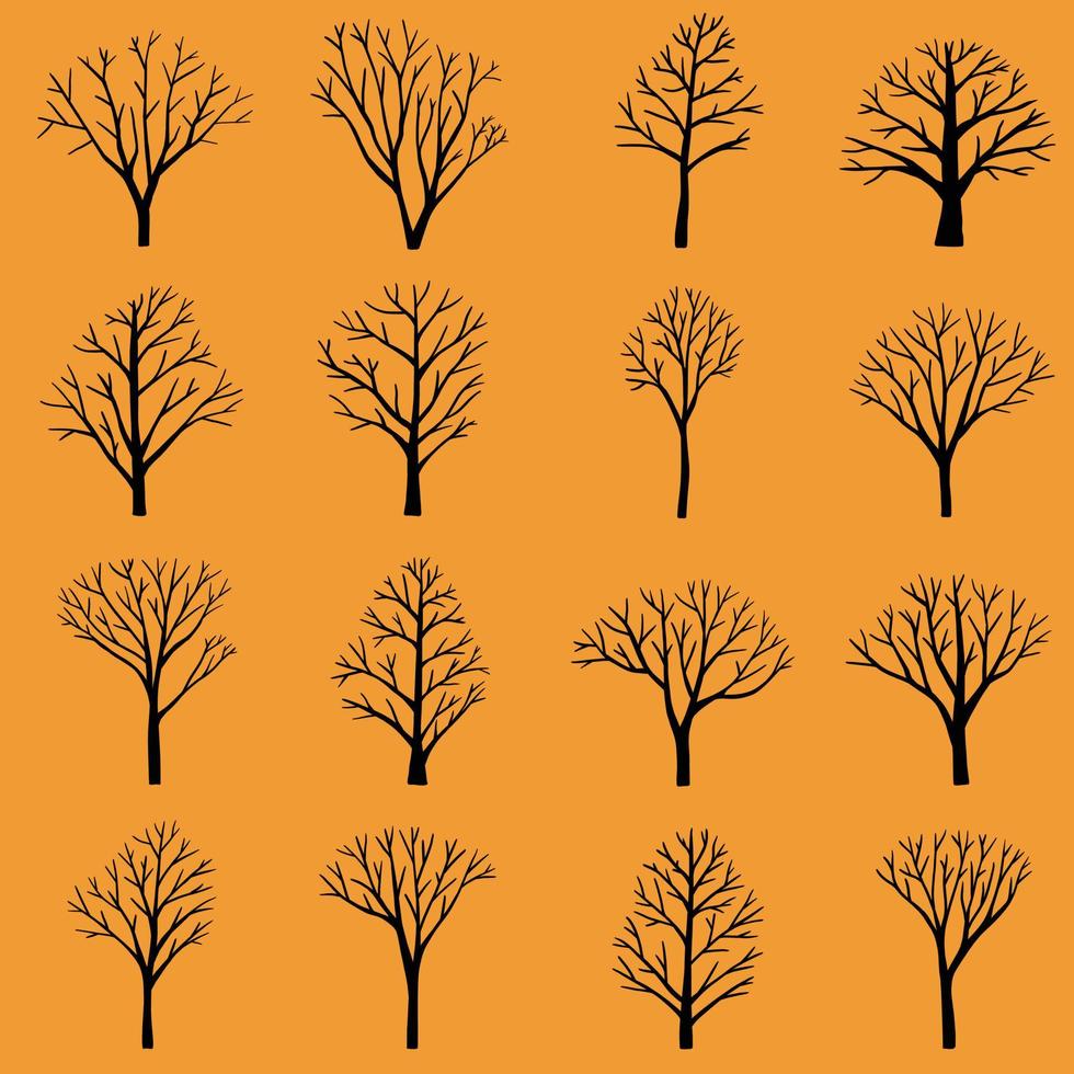 semplicità raccolta di halloween albero morto disegno a mano libera design piatto.v vettore