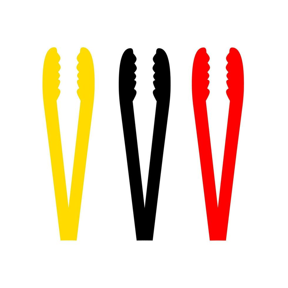 vettore illustrazione di tre cibo pinza nel diverso colori su un' bianca sfondo. adatto per loghi su cucinando utensili, cucina utensili, oleoso cibo utensili.