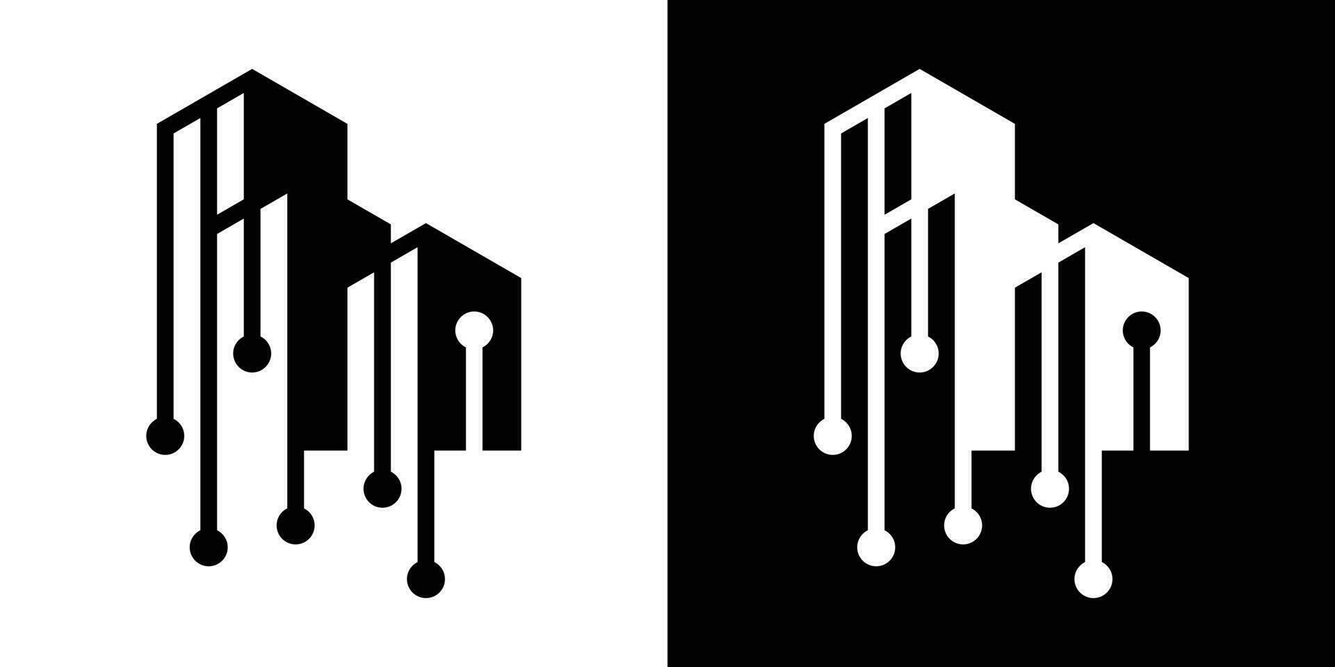 logo design edificio tecnologia stile icona vettore illustrazione