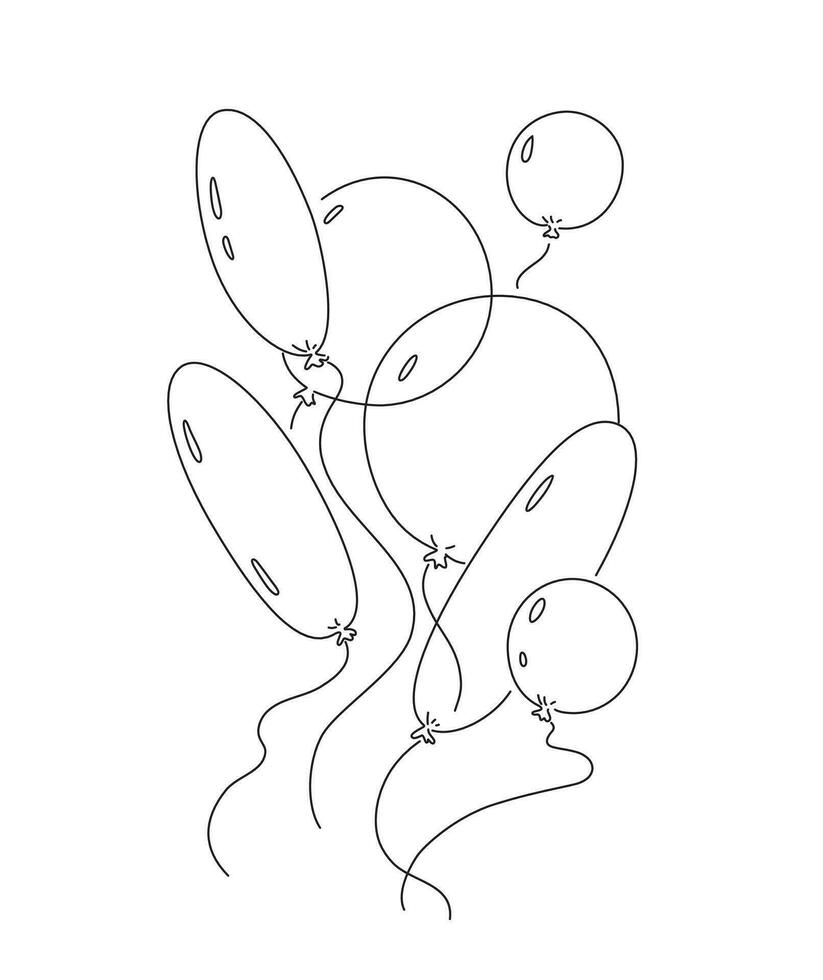 un' linea disegno di palloncini con un' bianca sfondo vettore