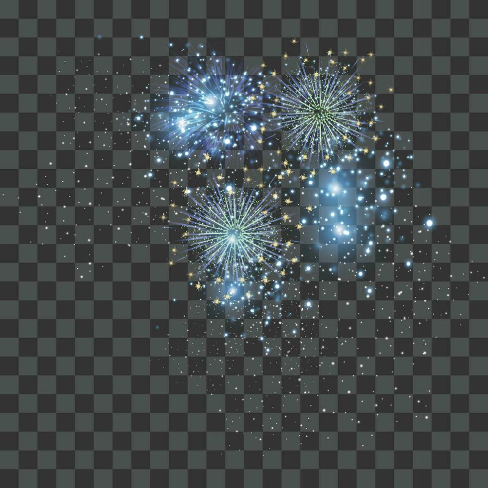 vettore fuoco d'artificio animazione realistico trasparente concetto con celebrazione simboli illustrazione