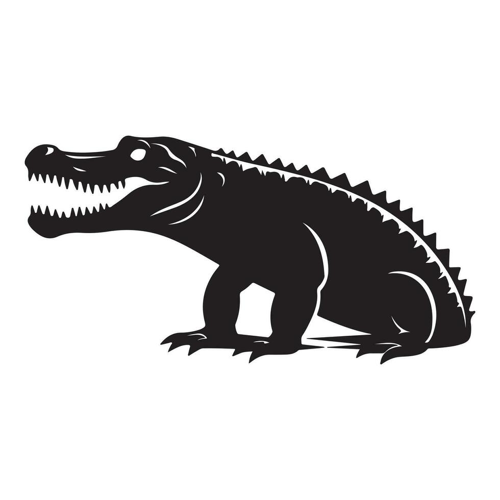 un' nero silhouette coccodrillo animale vettore