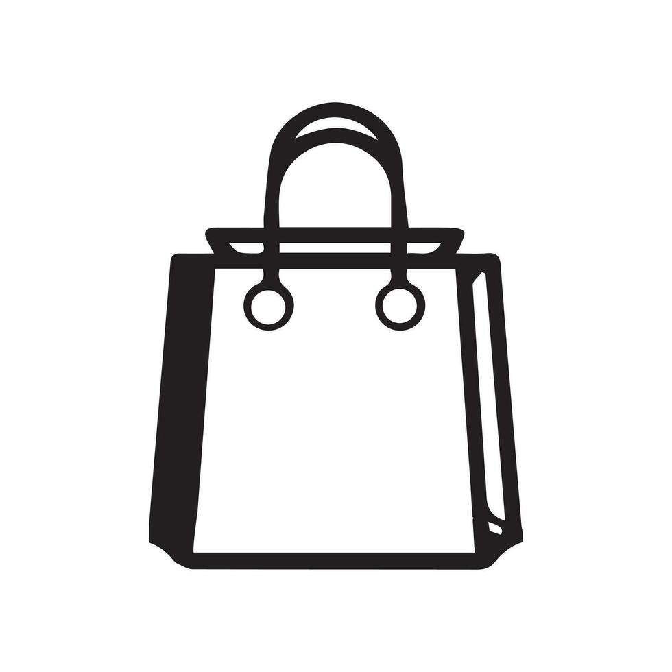 shopping Borsa schema icona. carta Borsa semplice linea vettore icona. simbolo, logo illustrazione. pixel Perfetto vettore grafica