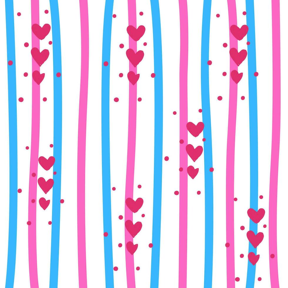 rosa cuore e strisce san valentino giorno modello sfondo vettore
