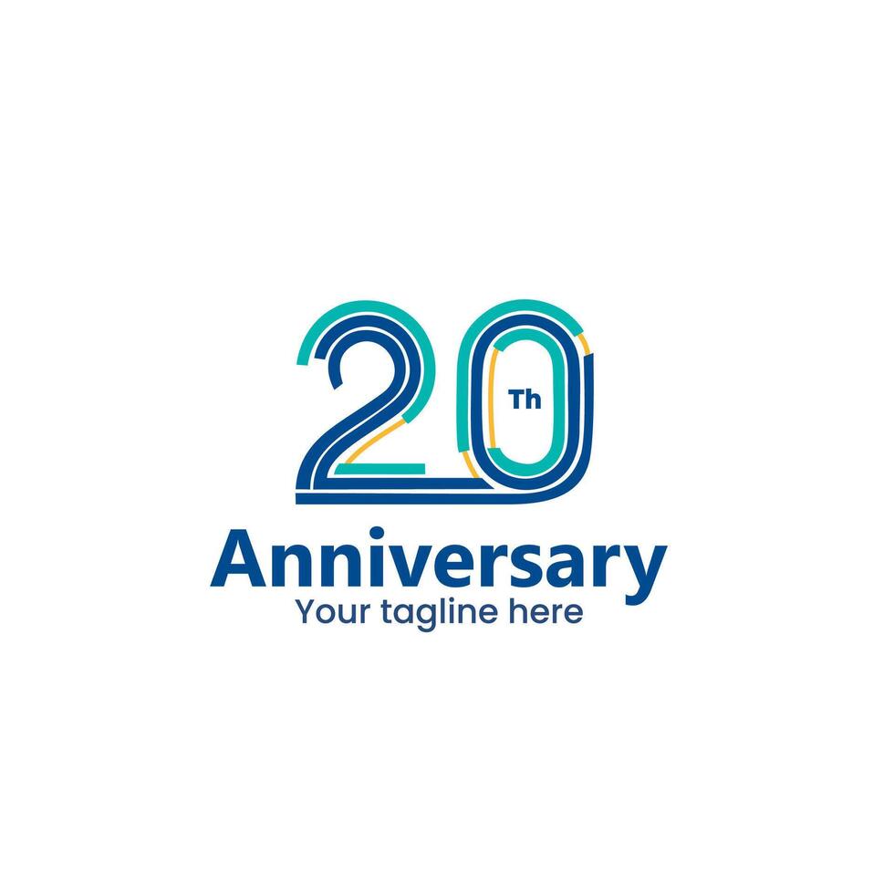 20 anno anniversario logo design. semplice linea numero per celebrazione. minimalista digitale banda vettore