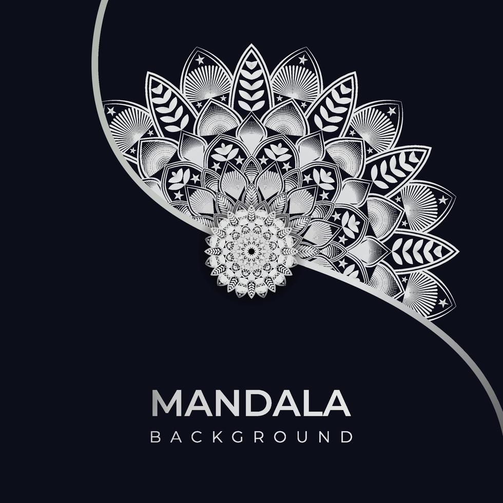 mandala di lusso creativo con sfondo arabo motivo arabesco argento. mandala decorativo in stile ramadan ornamentale astratto, mandala islamico vettore