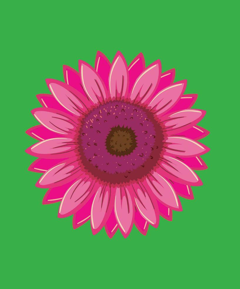 mano disegnato rosa fiore su verde sfondo carino fiore vettore