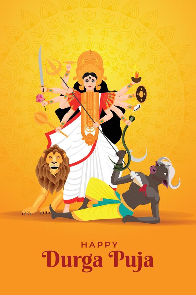 felice durga ashtami illustrazione vettoriale gratis