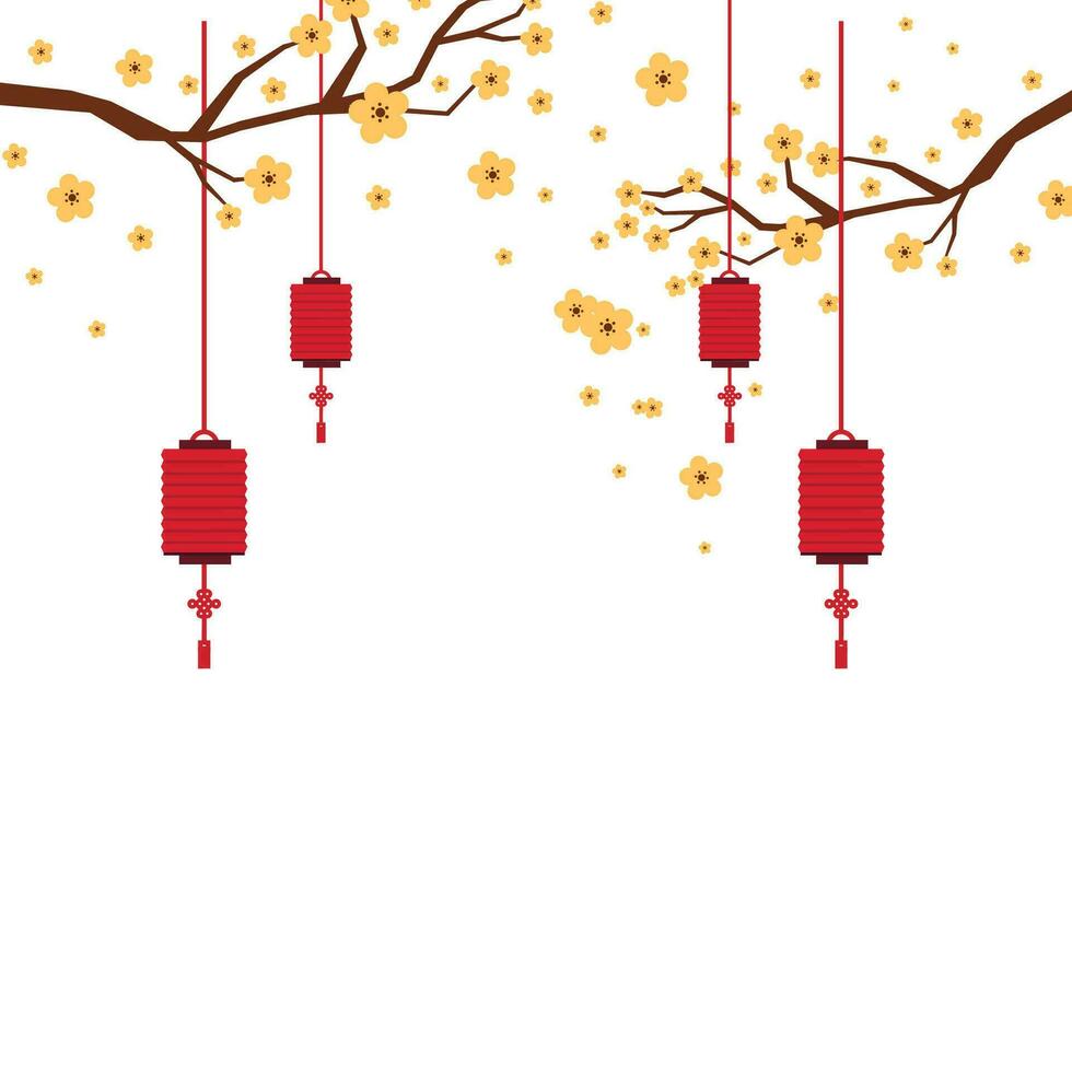 vettore lanterne sospeso a partire dal un' albero Cinese nuovo anno sfondo