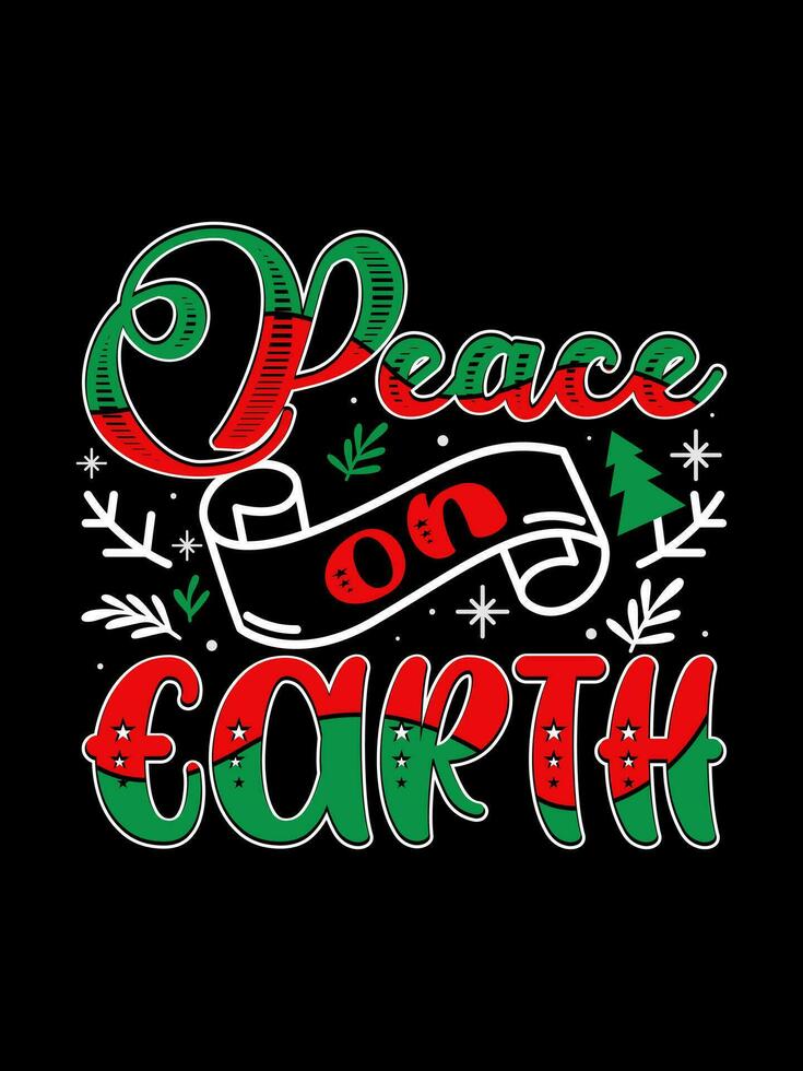 pace su terra Natale tipografia maglietta design vettore