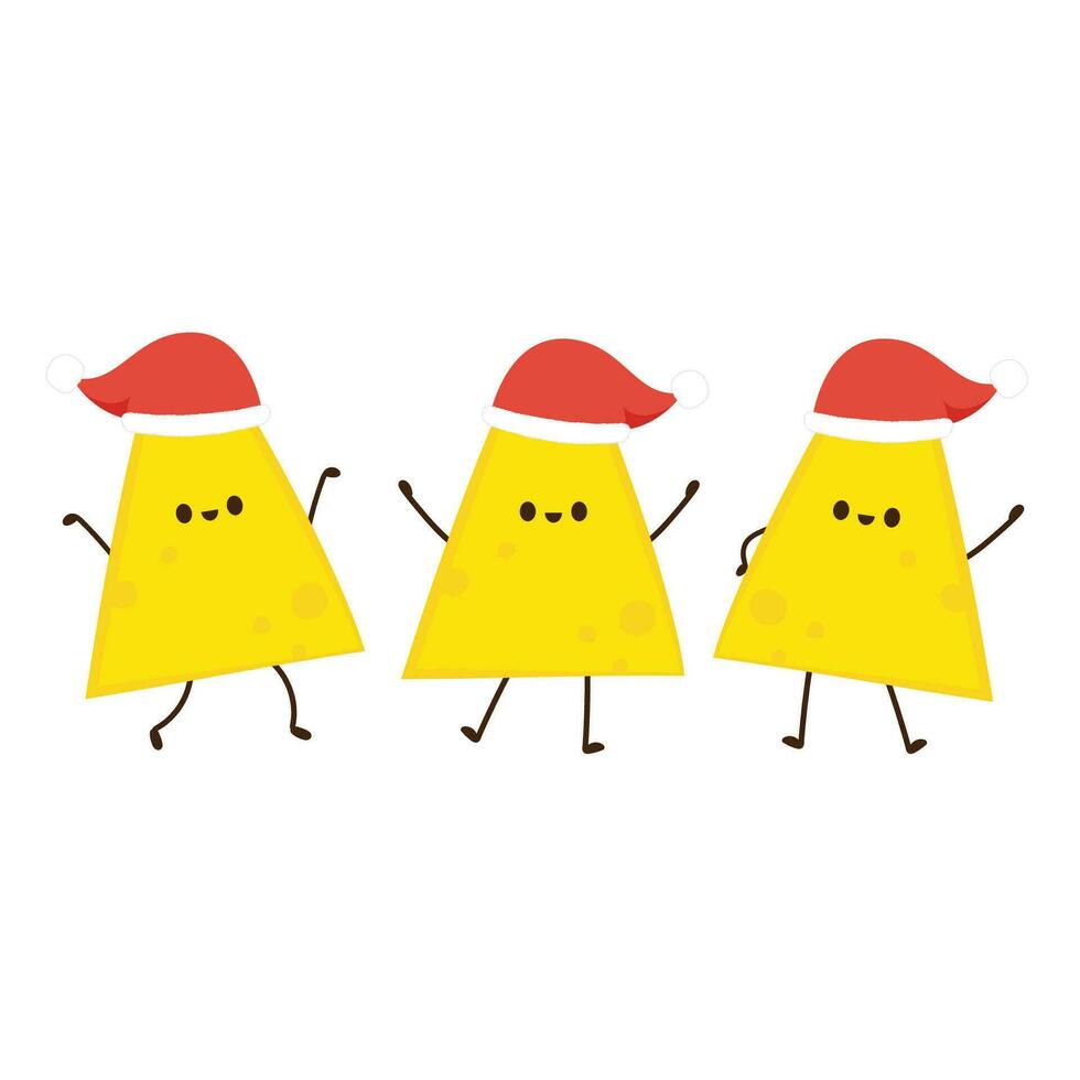 nacho personaggio design. nachos su bianca sfondo. nacho cartone animato nel Santa Claus cappello. vettore