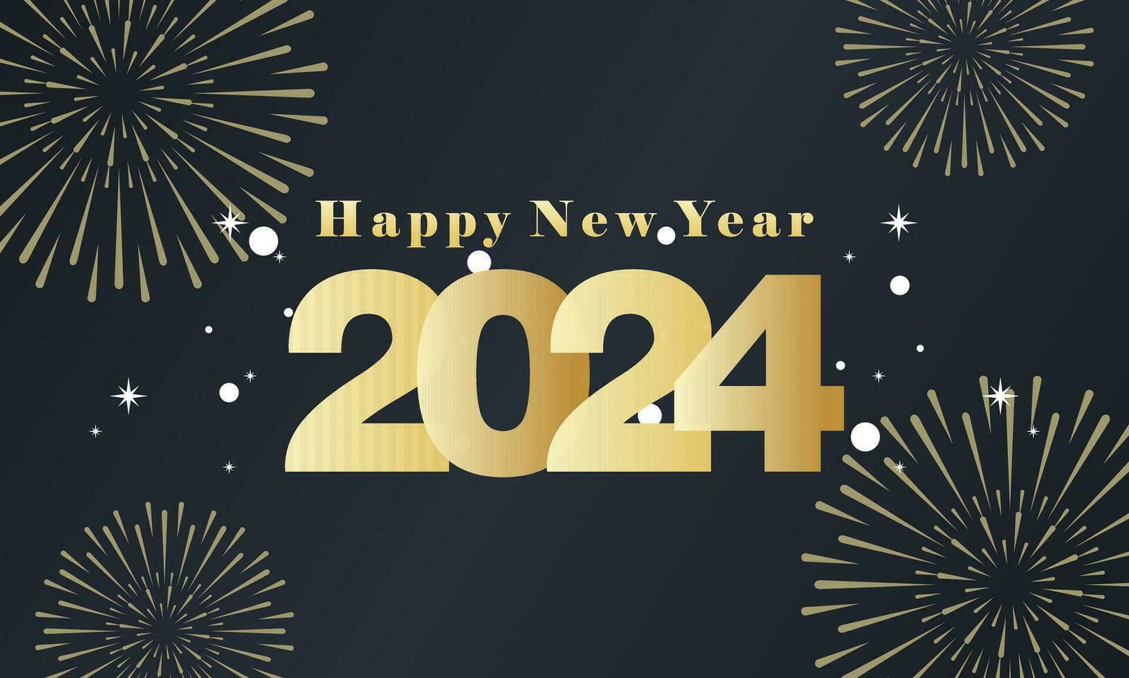 elegante sfondo di festeggiare contento nuovo anno 2024 con fuochi d'artificio vettore