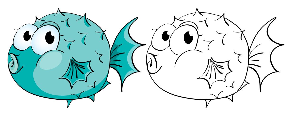Profilo animale per pesce palla vettore