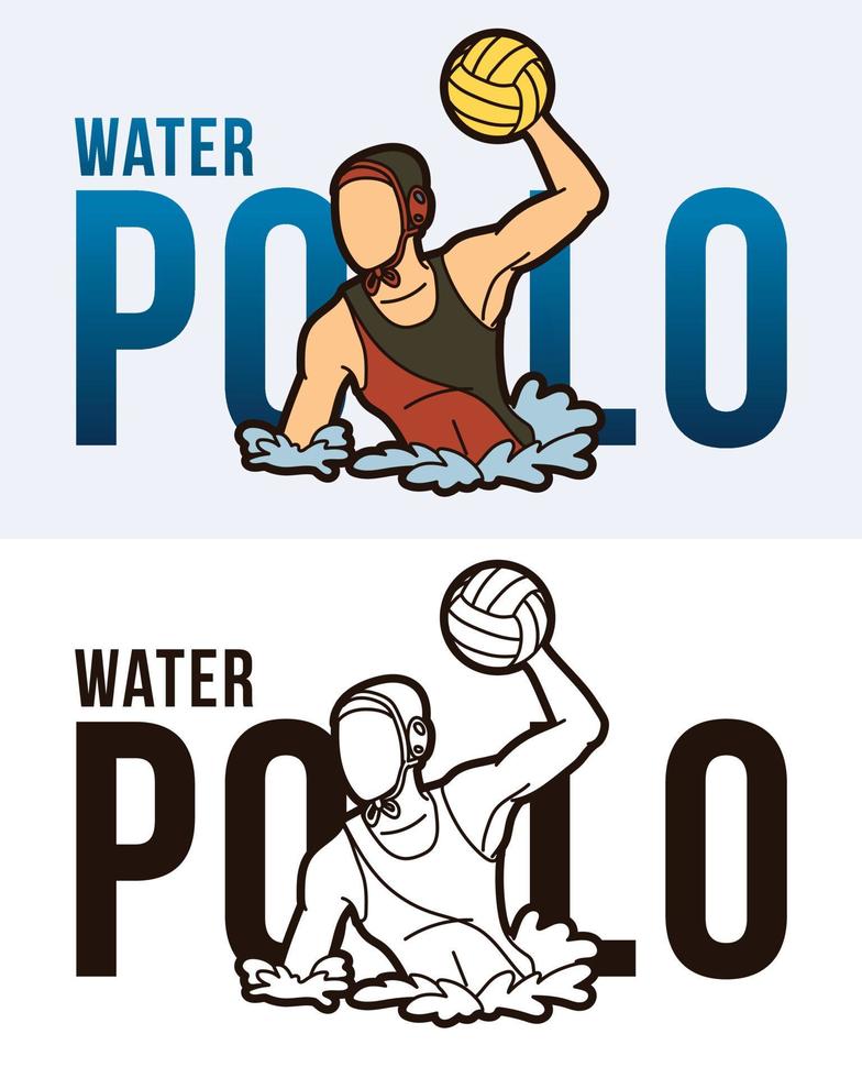 design del carattere di pallanuoto con giocatore sportivo vettore