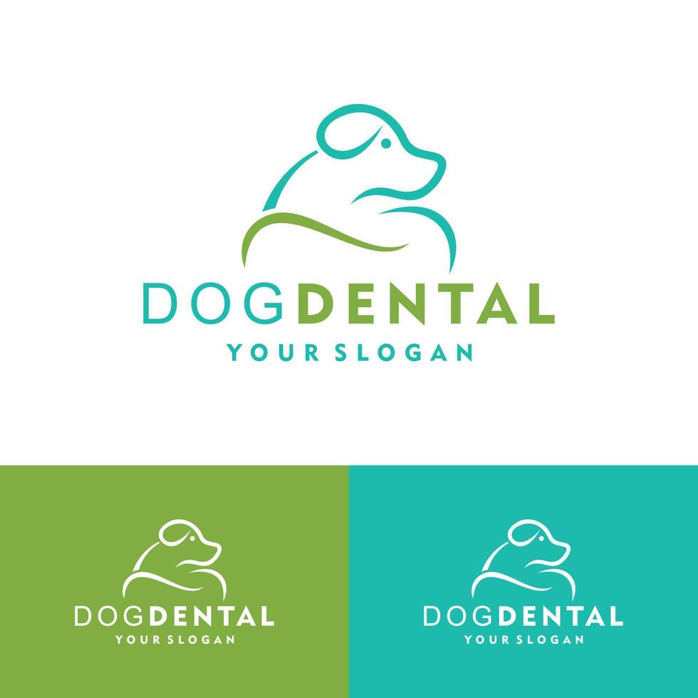 cura dentale dell'animale domestico con il disegno dell'illustrazione dell'icona di vettore del logo del cane