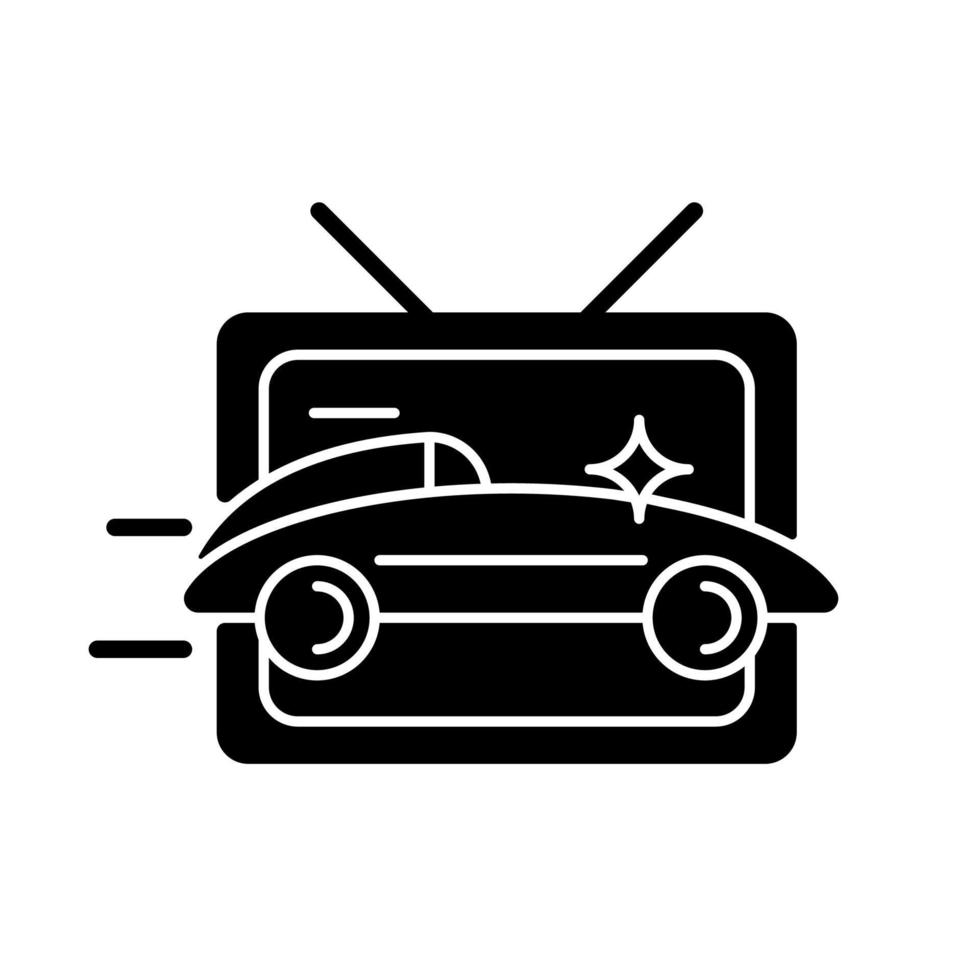 icona del glifo nero del programma di corse automobilistiche vettore