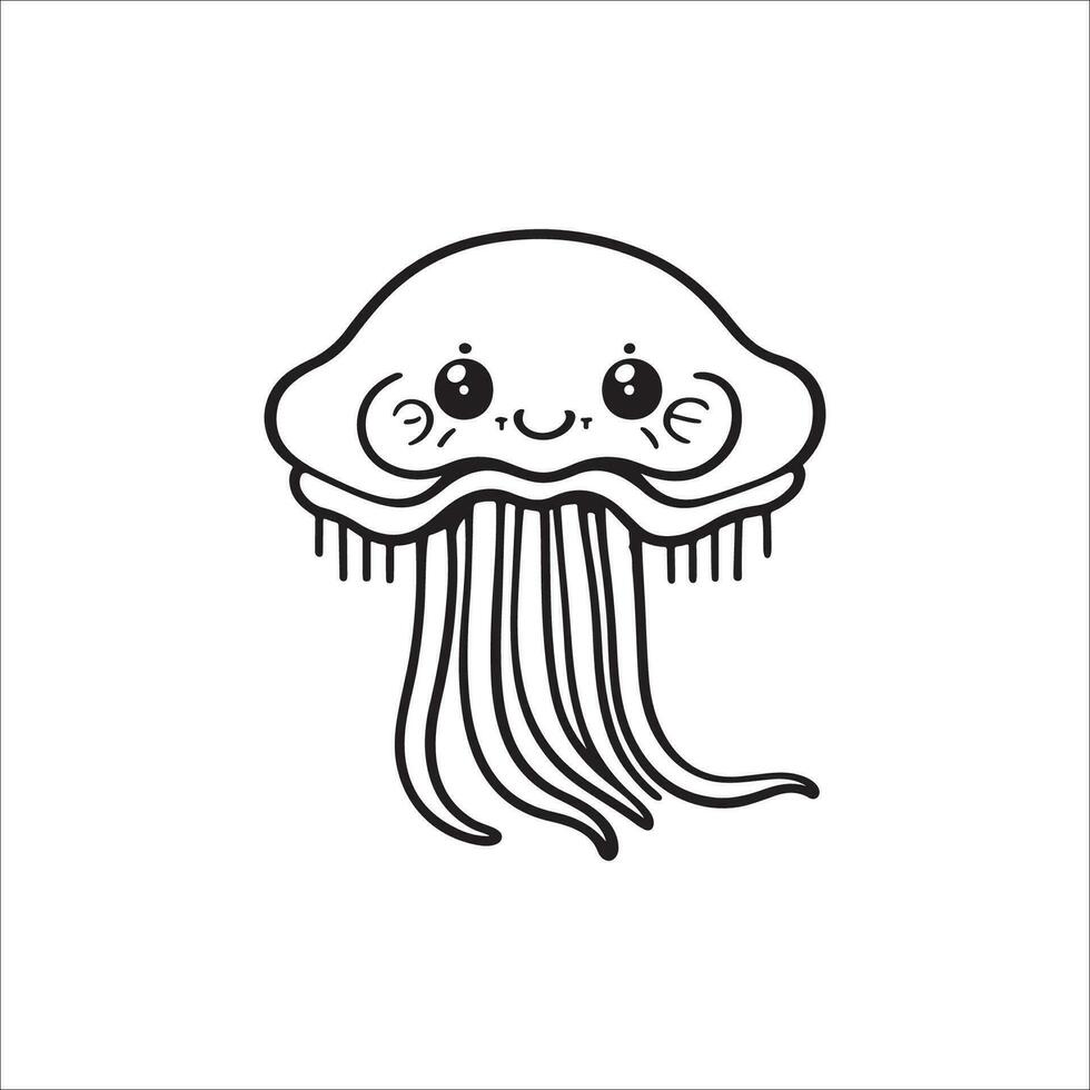 Medusa cartone animato colorazione pagina illustrazione vettore per bambini colorazione libro