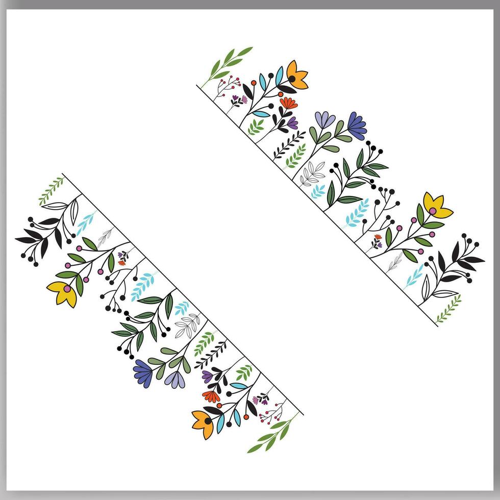 floreale disegnato a mano telaio delineato scarabocchio fiori e le foglie telaio per il tuo testo vettore