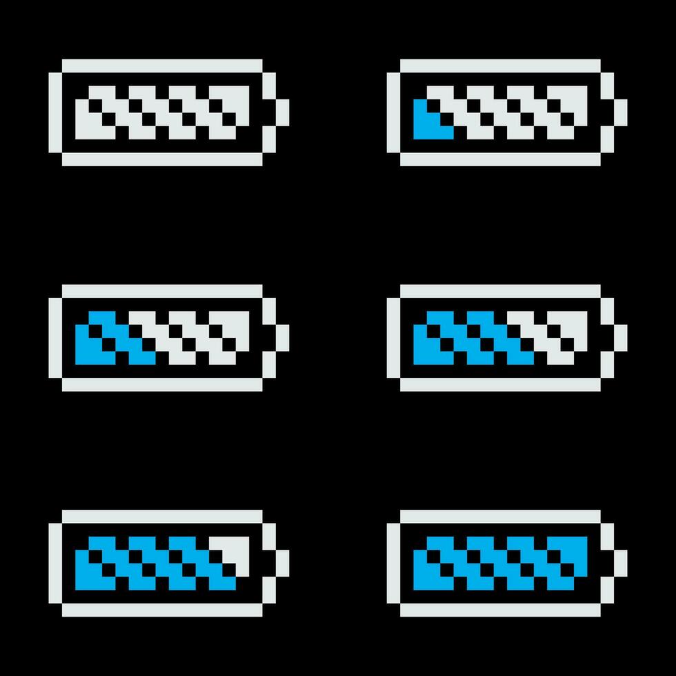 pixel batteria icona impostato vettore