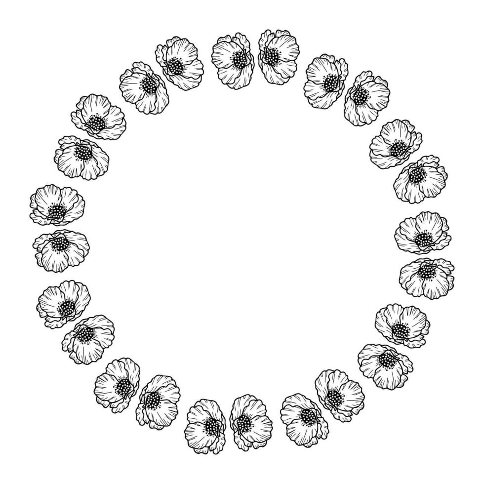 mano disegnato floreale ghirlanda con realistico papavero fiori. Perfetto per cuscino, etichetta, carta, manifesto. isolato vettore illustrazione per arredamento e design.