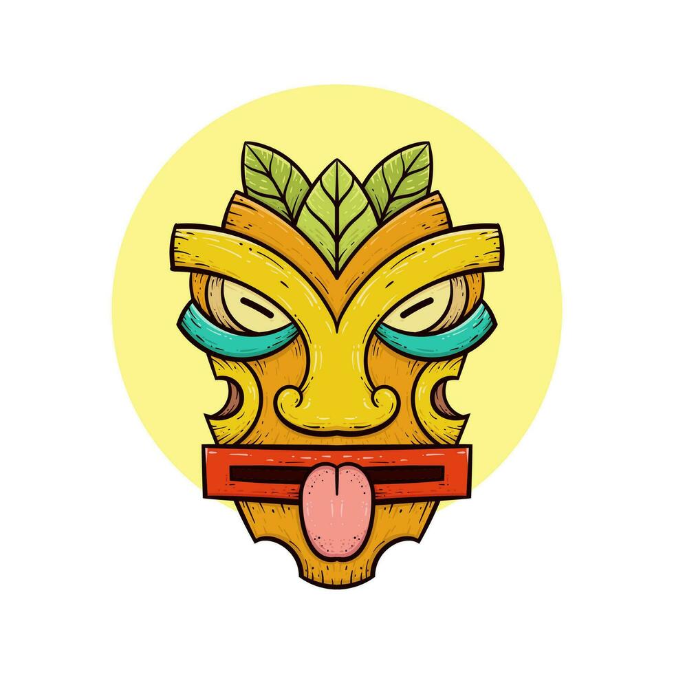 tribale tiki maschere hawaiano totem cultura vettore di legno colorato illustrazioni