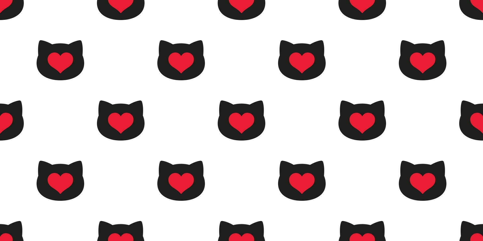 gatto senza soluzione di continuità modello San Valentino cuore gattino vettore sciarpa isolato ripetere sfondo piastrella sfondo testa cartone animato scarabocchio illustrazione design