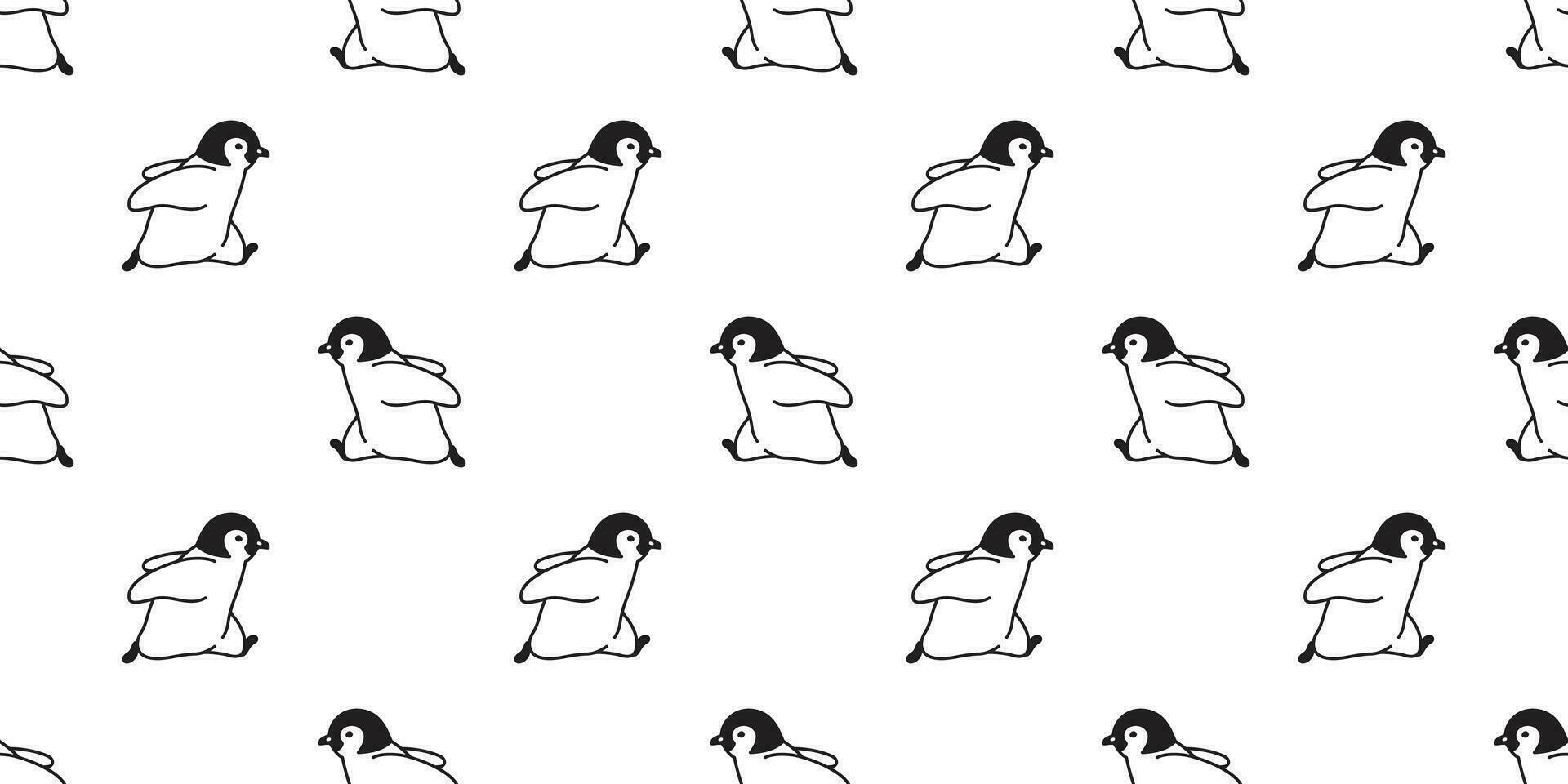 pinguino senza soluzione di continuità modello vettore uccello in esecuzione cartone animato polare orso sciarpa isolato piastrella sfondo ripetere sfondo scarabocchio illustrazione design