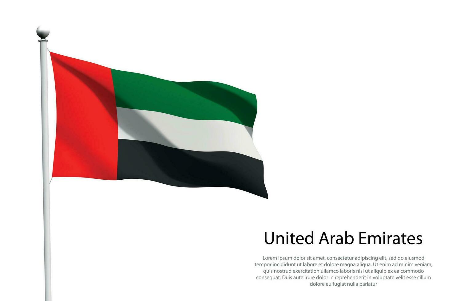 nazionale bandiera unito arabo Emirates agitando su bianca sfondo vettore