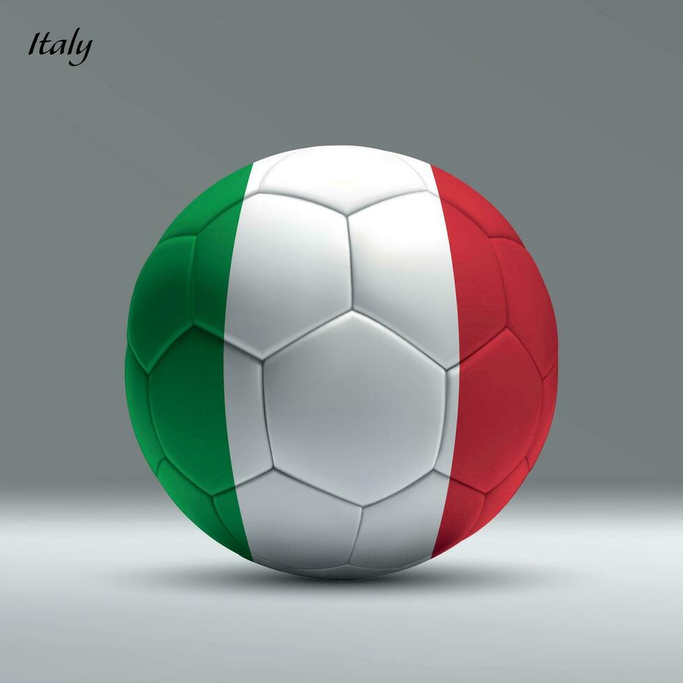 3d realistico calcio palla io con bandiera di Italia su studio sfondo vettore