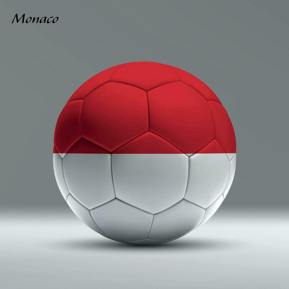 3d realistico calcio palla io con bandiera di monaco su studio sfondo vettore