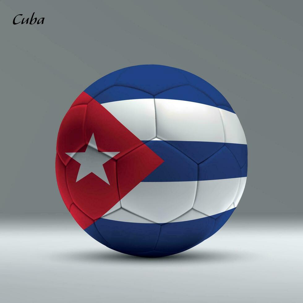 3d realistico calcio palla io con bandiera di Cuba su studio sfondo vettore