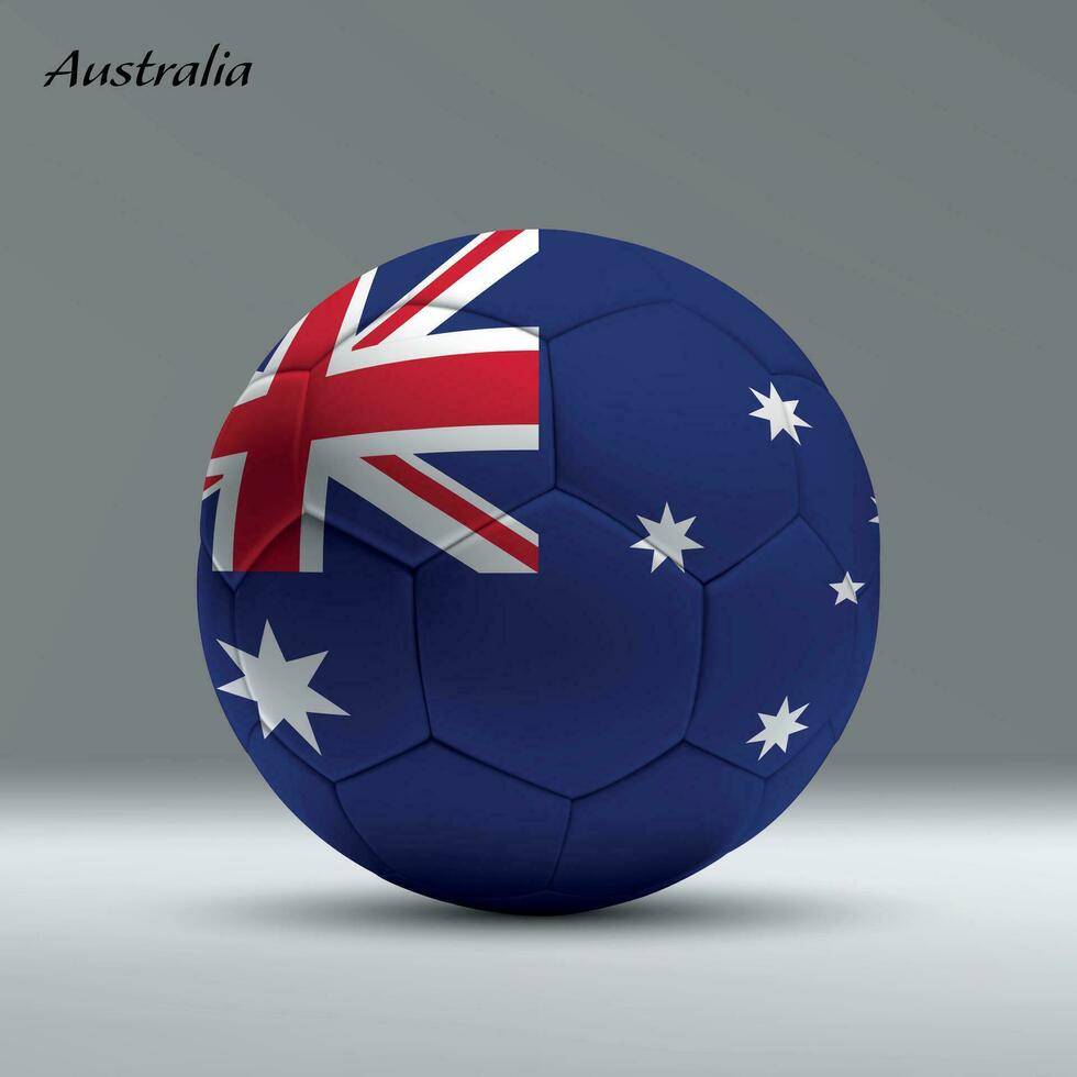 3d realistico calcio palla io con bandiera di Australia su studio sfondo vettore