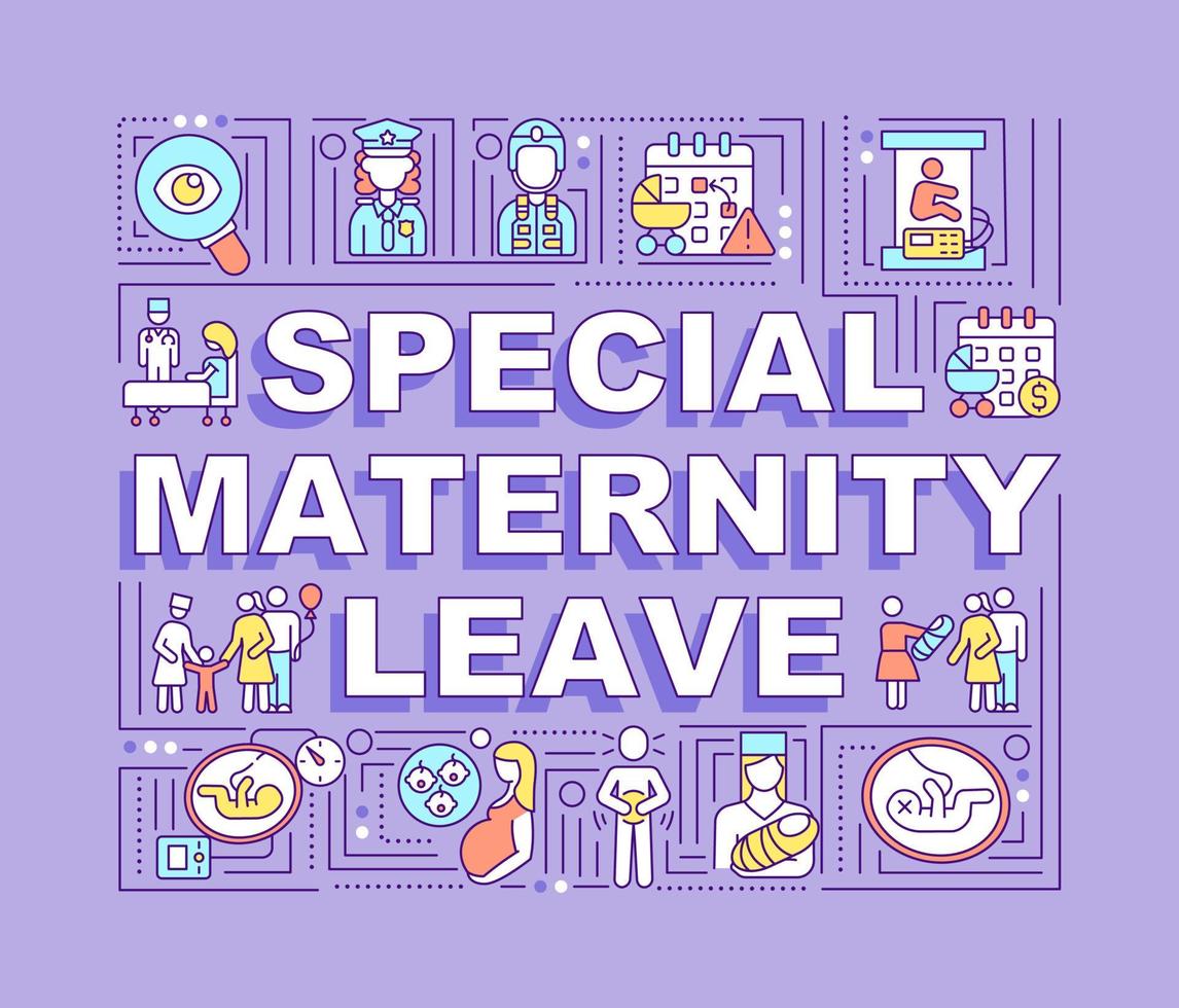 banner speciale di concetti di parola di congedo di maternità vettore