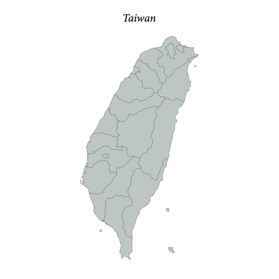 semplice piatto carta geografica di Taiwan con frontiere vettore