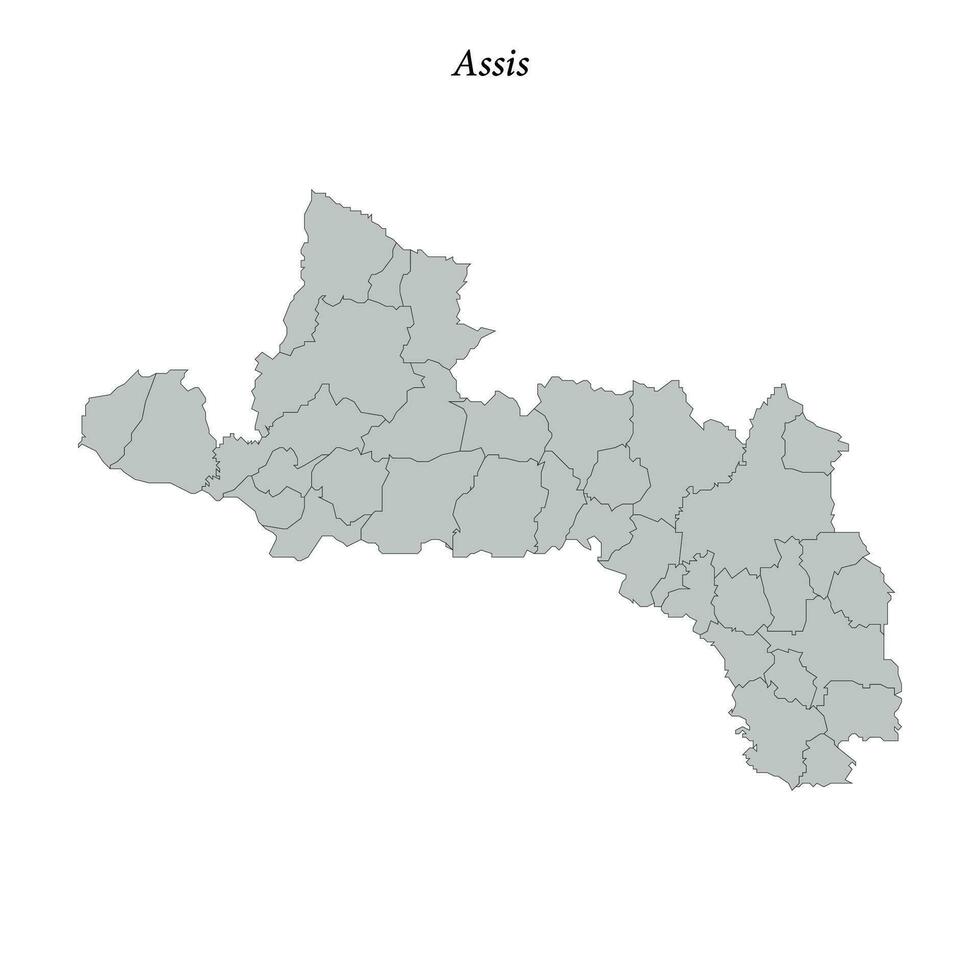carta geografica di assis è un' mesoregione nel sao paulo con frontiere comuni vettore