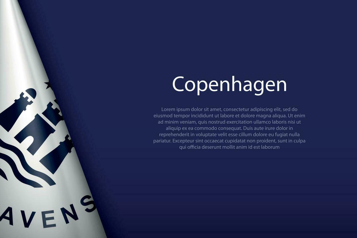 3d bandiera di Copenaghen, è un' città di Danimarca vettore