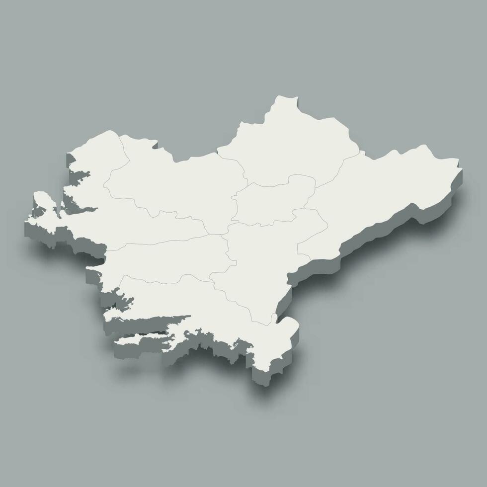 3d isometrico carta geografica Egeo regione di tacchino vettore