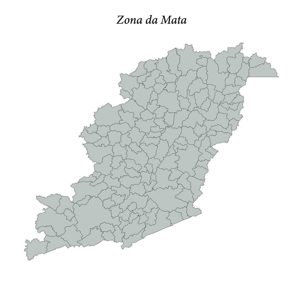 carta geografica di zona da mata è un' mesoregione nel mine Gerais con frontiere comuni vettore