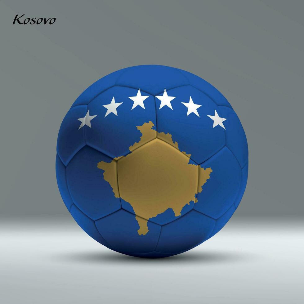 3d realistico calcio palla io con bandiera di kosovo su studio sfondo vettore