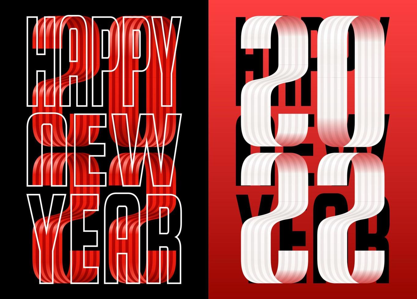 Cartolina d'auguri di carattere rosso del nastro di felice anno nuovo 2022. design di capodanno e natale per calendario, biglietti di auguri o stampa. sfondi alla moda dal design minimalista. vettore
