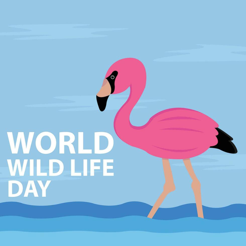 illustrazione vettore grafico di fenicottero uccelli nel il fiume, Perfetto per internazionale giorno, mondo selvaggio vita giorno, celebrare, saluto carta, eccetera.