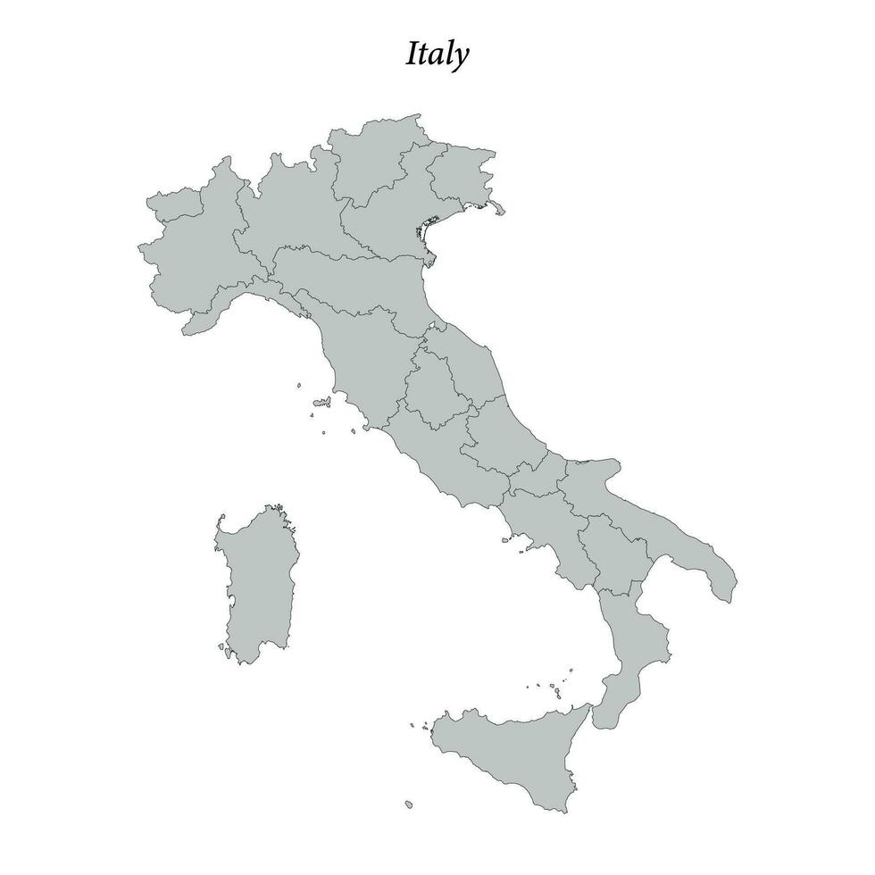 semplice piatto carta geografica di Italia con frontiere vettore