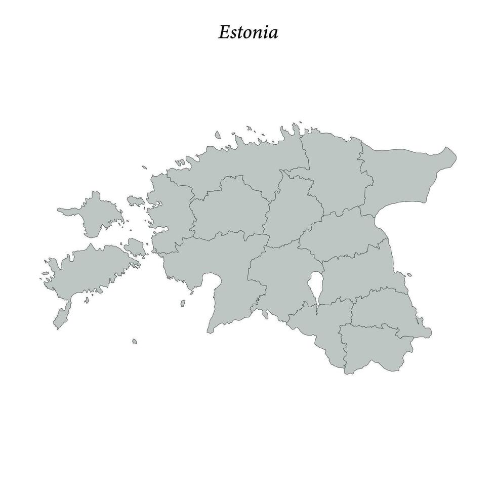 semplice piatto carta geografica di Estonia con frontiere vettore