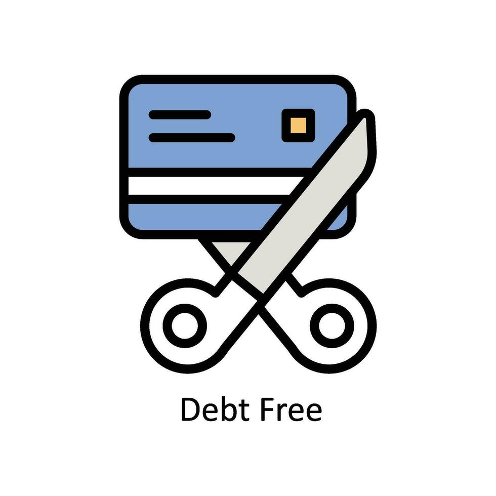 debito gratuito vettore pieno schema icona design illustrazione. attività commerciale e gestione simbolo su bianca sfondo eps 10 file