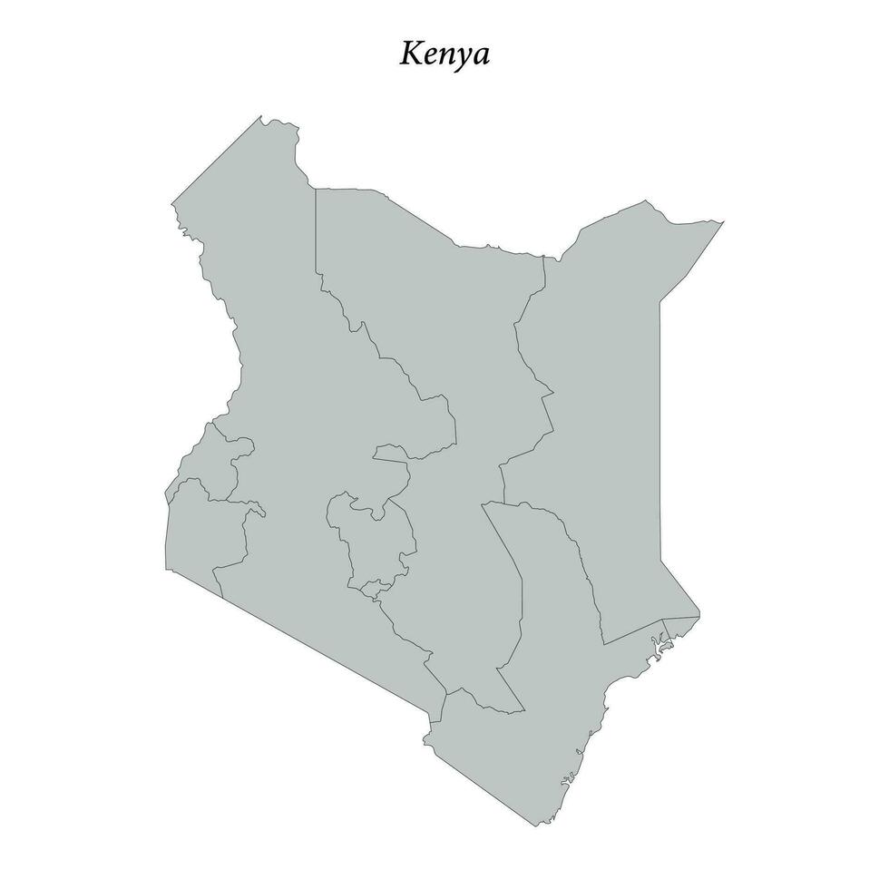semplice piatto carta geografica di Kenia con frontiere vettore